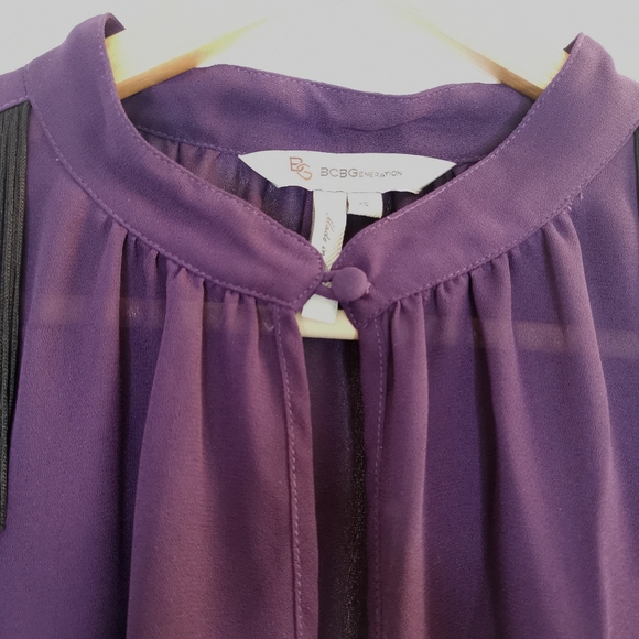 BCBGeneration Purple Tassel Fringe Top XS - Picture 3 of 10